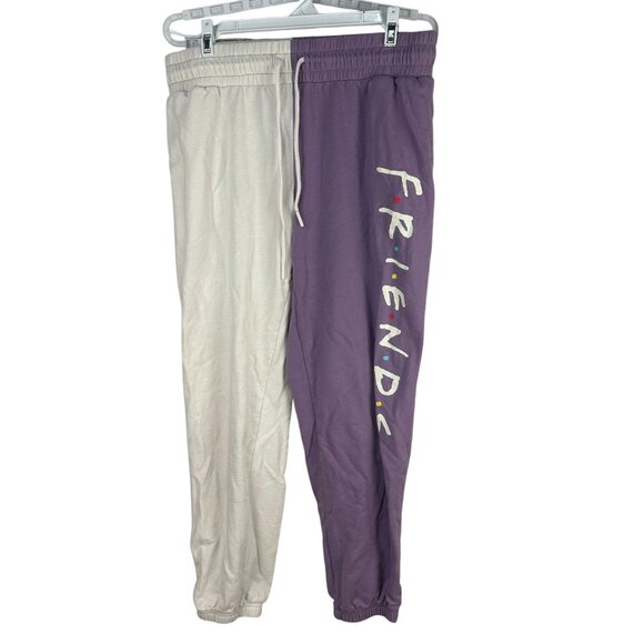 Friends TV Series Colorblock Joggers Beige Purple M Sleepwear Lounge Pants - Picture 1 of 5